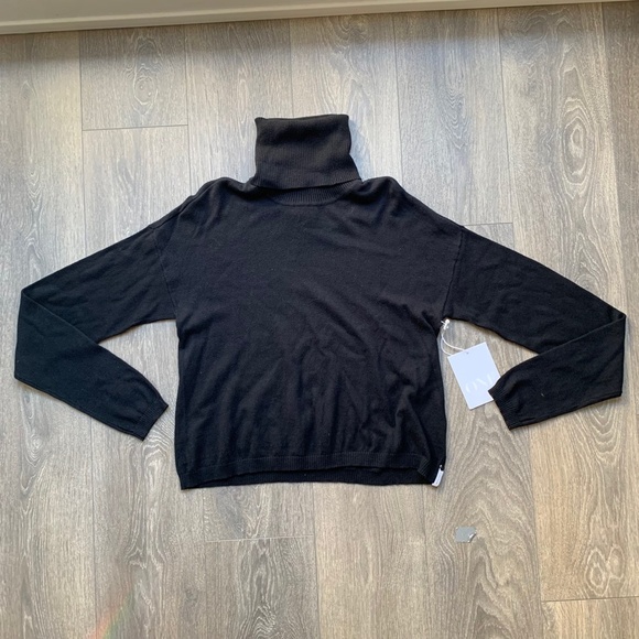 Free People One Teaspoon Cashmere Funnel Turtleneck Sweater Knit Black XXS - Picture 5 of 14